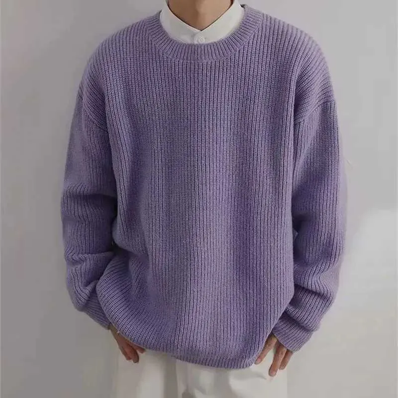 Save Big on Bulk Dark Purple Mens Sweater Dark Icon Plain Pullover Purple  Sweater Men Autumn Solid Color Casual Mens Sweaters BlackX240911 Best - Main Image