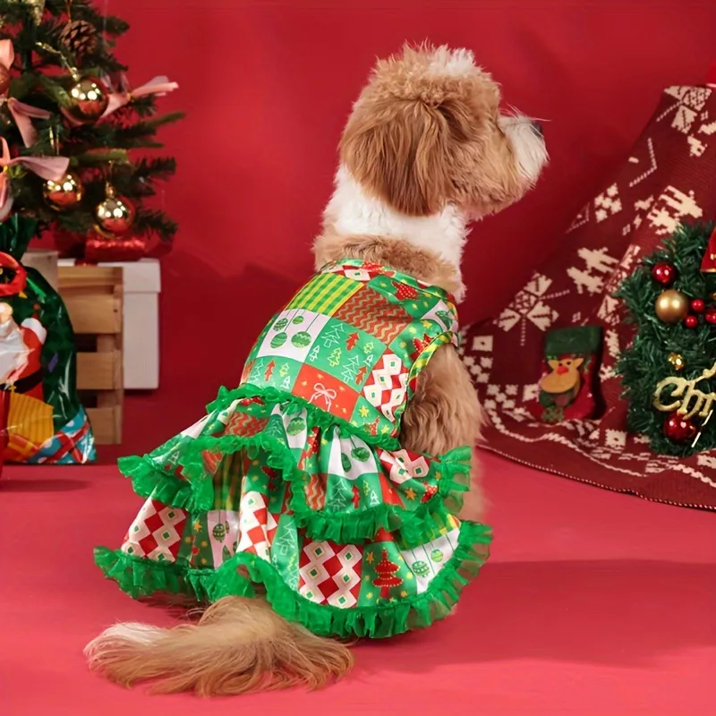 fall dog dress Fitwarm Maple Dog Dress, Ruffled Doggy Thanksgiving Dress, Fall Dog Cl –  Petocart main image 1