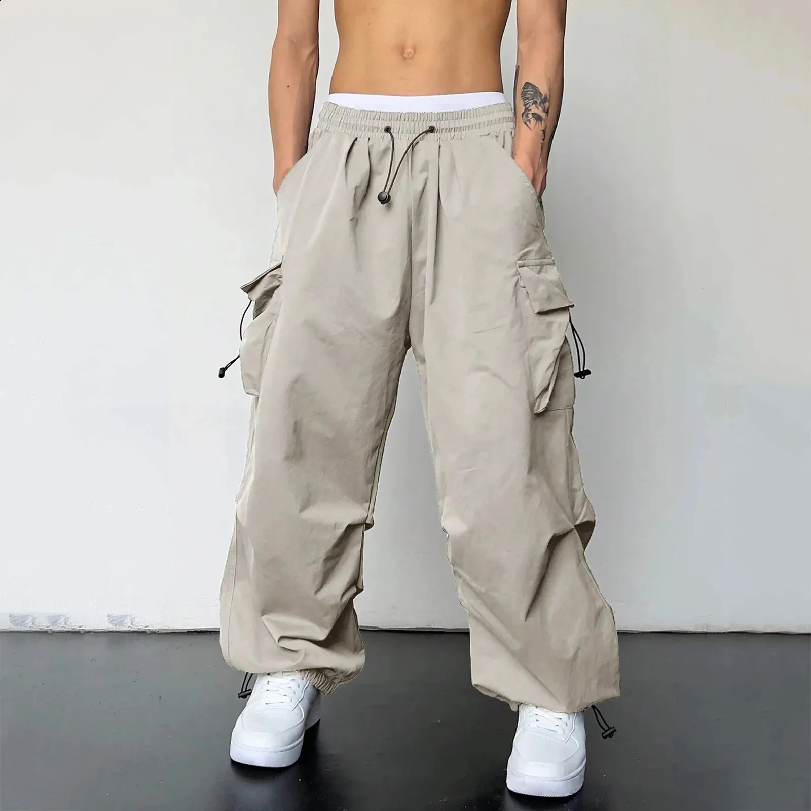 Women Wide Leg Cargo Pants Parachute Low Waist Baggy Pants