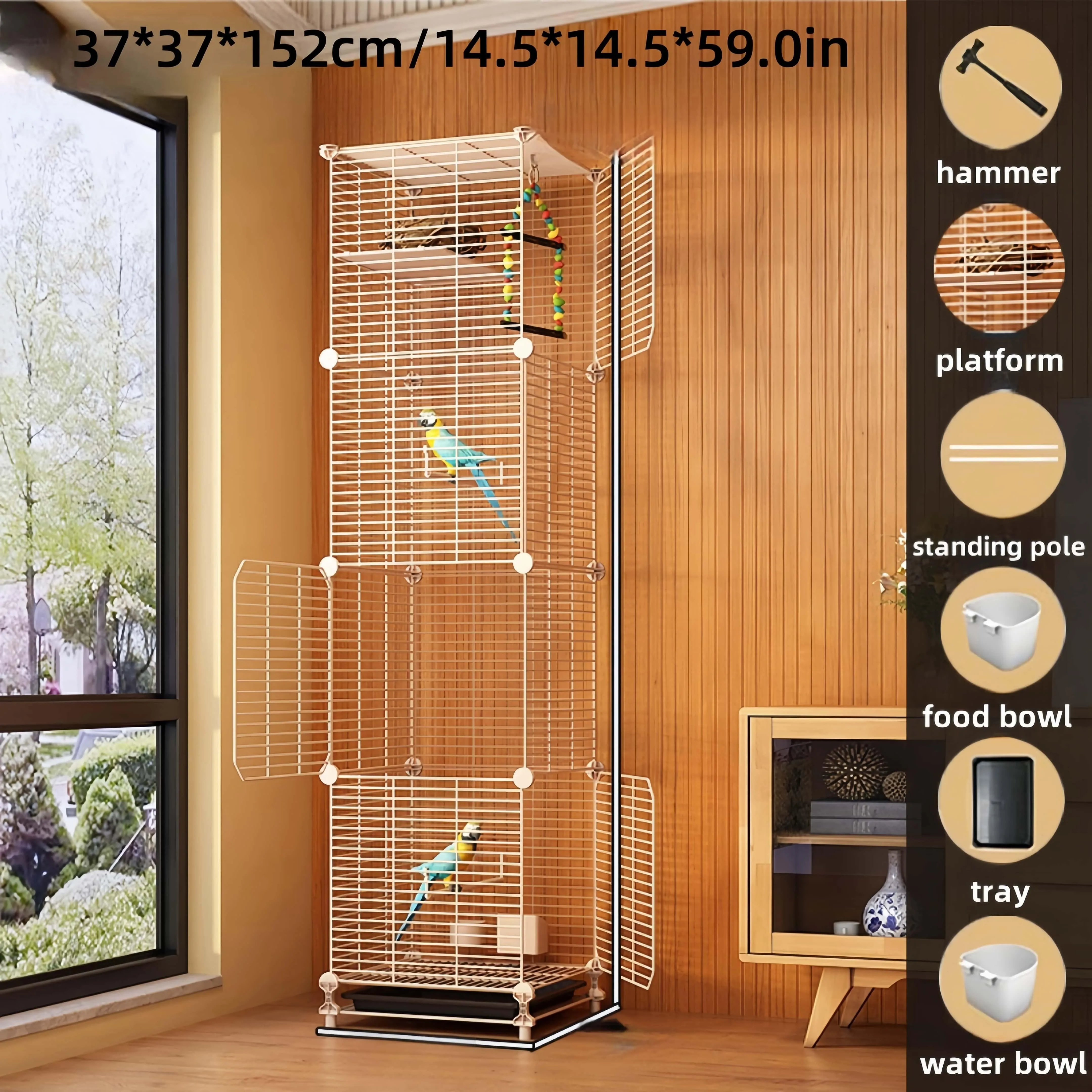 Spacious 4-Tier Bird Cage: Extra Thick Wire, Multi-Level
