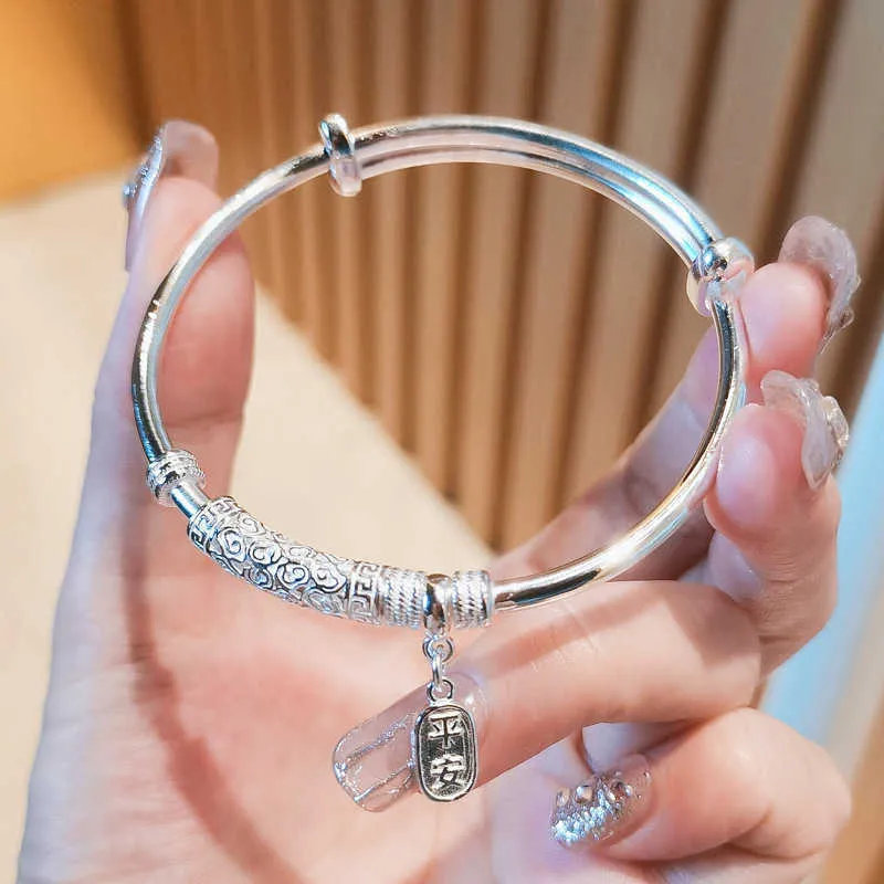 DHgate.com:S999 Pure Silver Bangle Bracelet - Ping An Joy