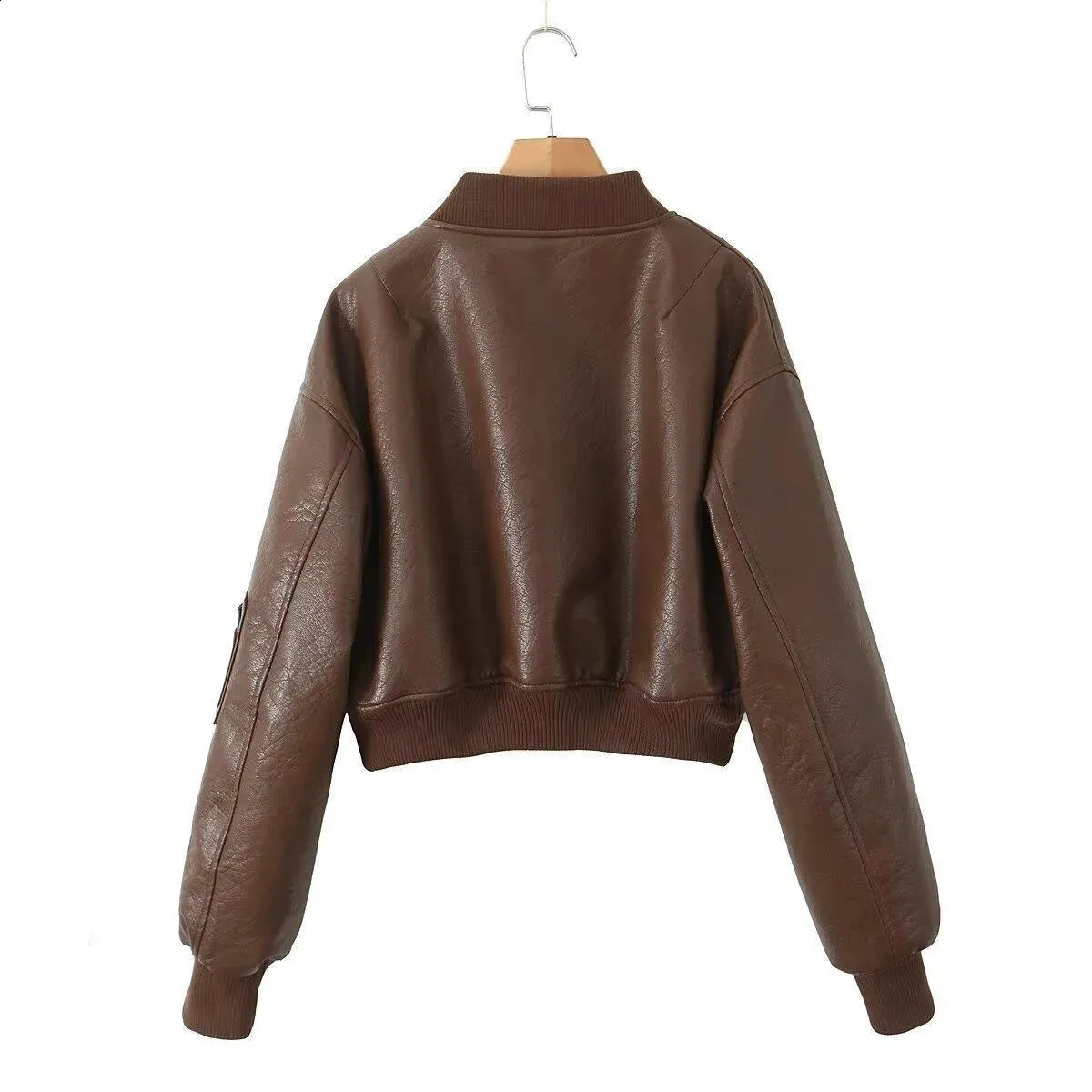 Ins Retro Short Zipper Leather Jacket Womens Autumn From