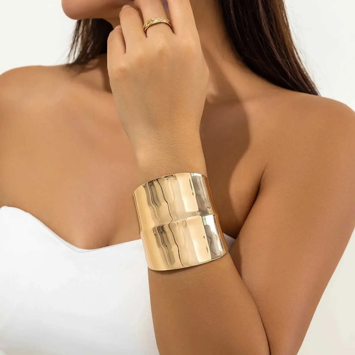 DIEZI 3 Styles Vintage Hip Hop Metal Cuff Bangles Punk Gold