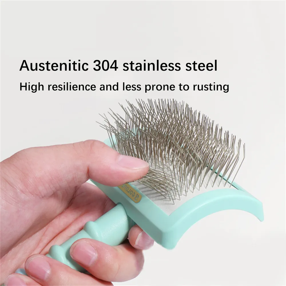 View of Pet Grooming Brush - Deshedding Tool for Dogs & Cats, Stainless Steel ...