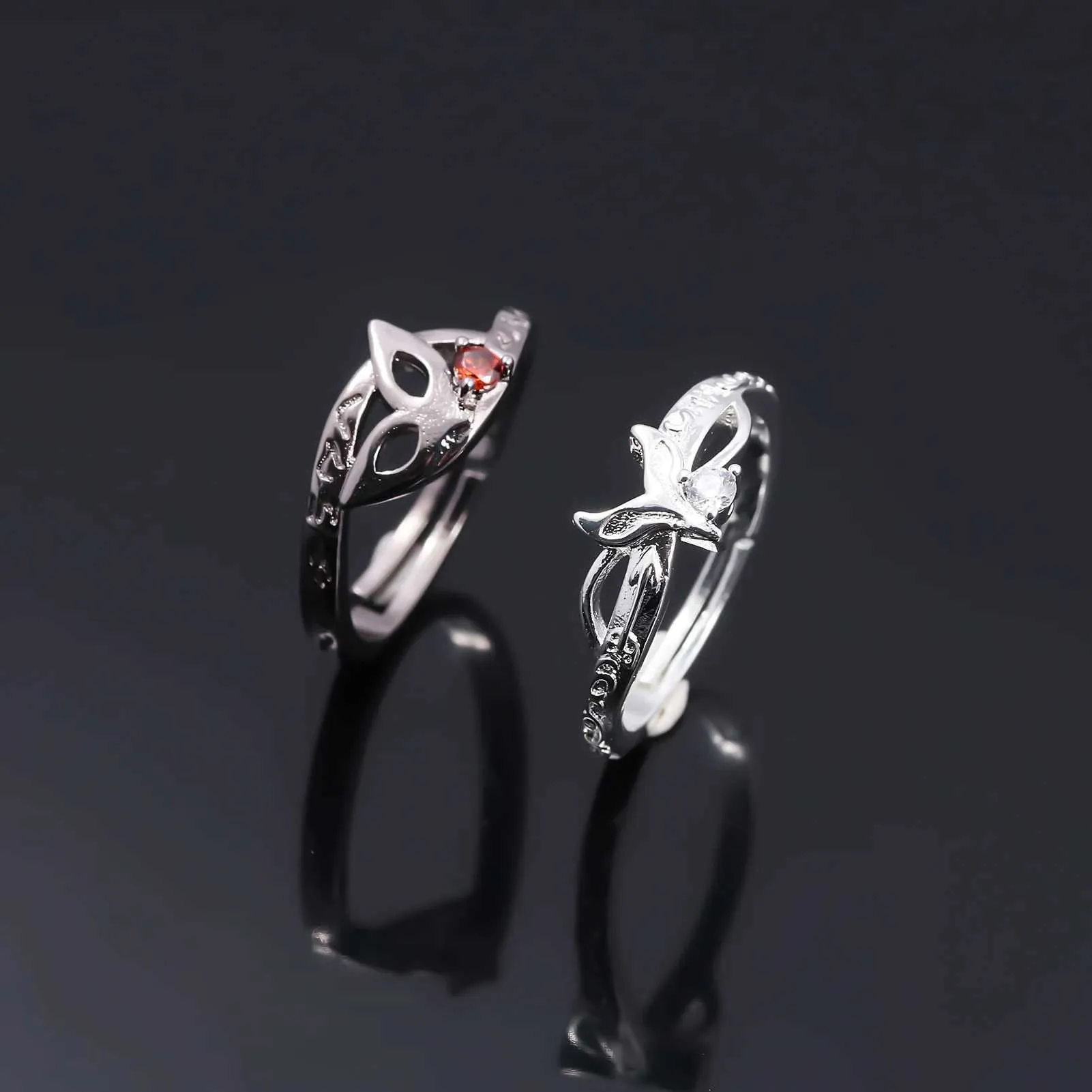 Adjustable Matching Couple Rings Anime Inspired Design, Best - Main Image