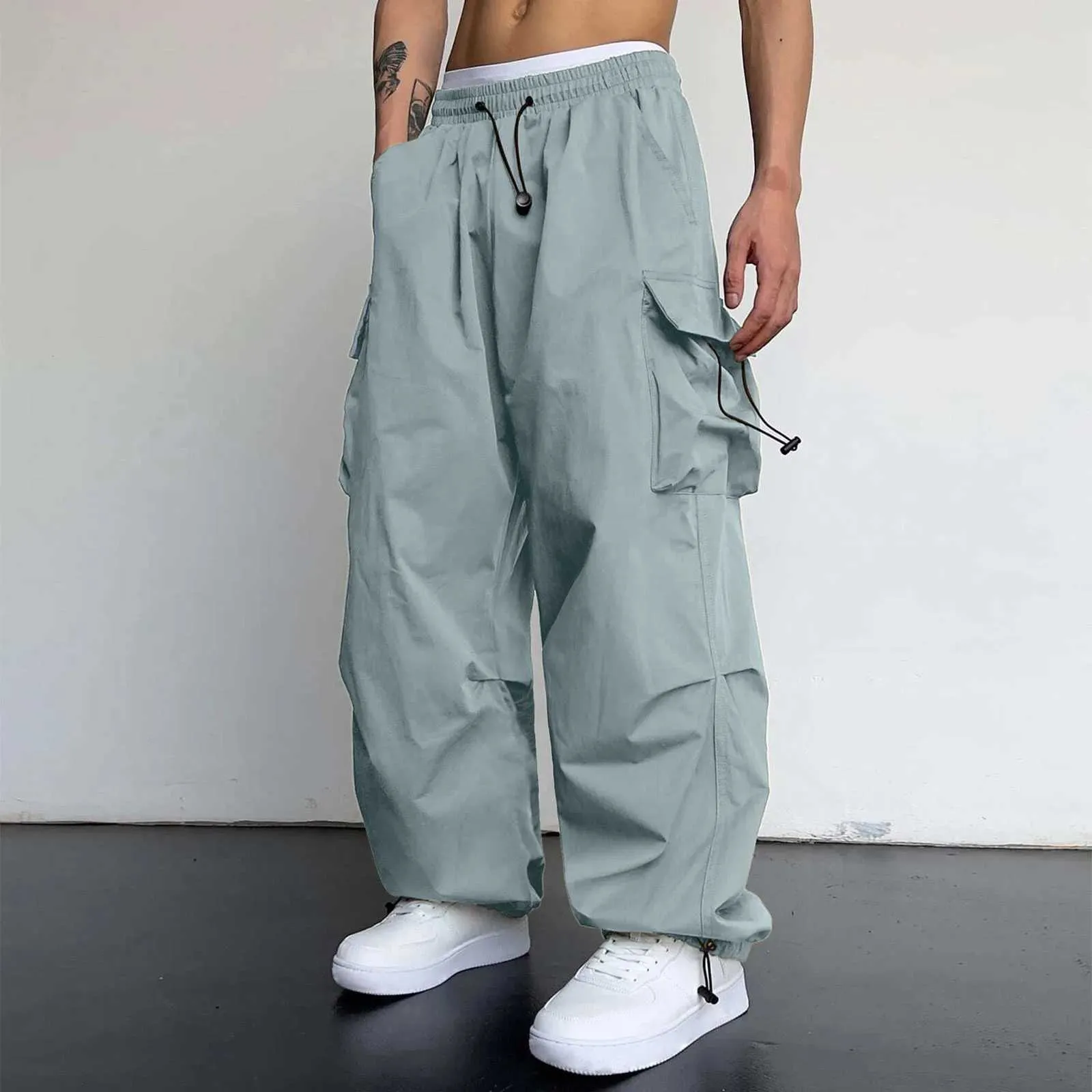 DHgate.com:Mens Oversized Parachute Cargo Pants - Wide Leg, Baggy 