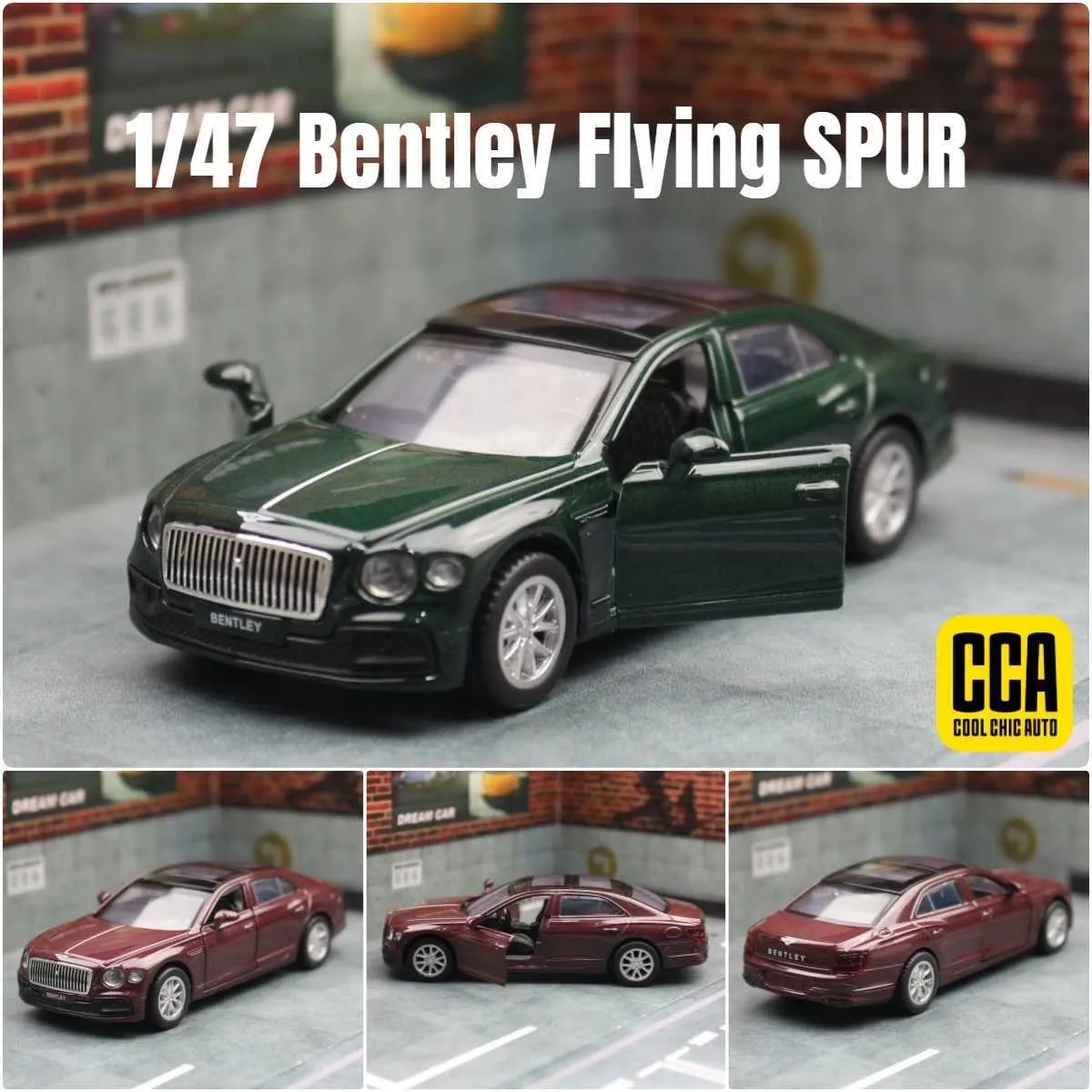 Diecast Model Cars 1 47 Bentley Flying SPUR HYBRID Toy Car For Children Diecast Metal 1 43 Miniature Model Pull Back Free Wheel Collection Gift Boy