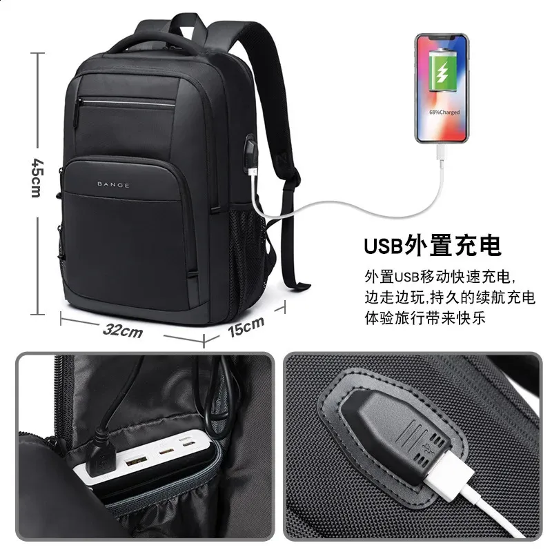 Sac à Dos Tactique Bange Pour Homme - Multifonction (PC, USB, Voyage) - Taille 45x32x15 Cm, Imperméable - Neuf Avec étiquettes