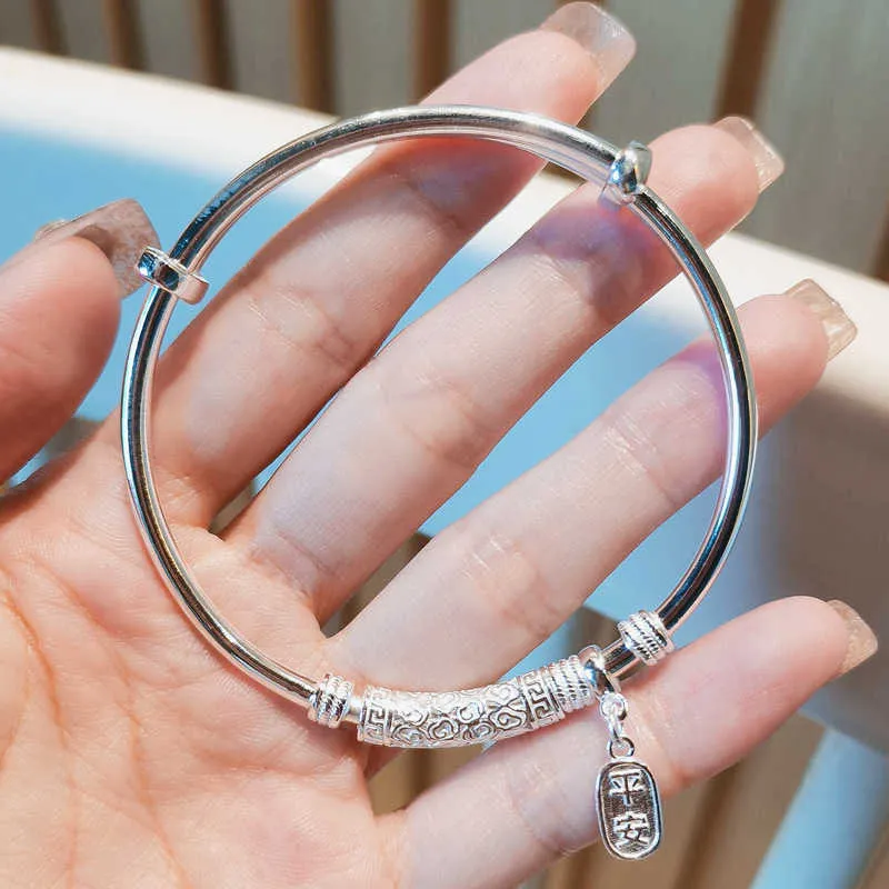 S999 Pure Silver Bangle Bracelet - Ping An Joy Design