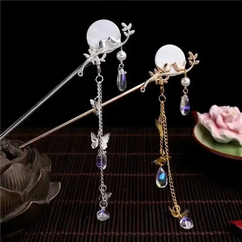 Vintage Pearl Tassel Butterfly Hair Stick - Chinese  display picture 1