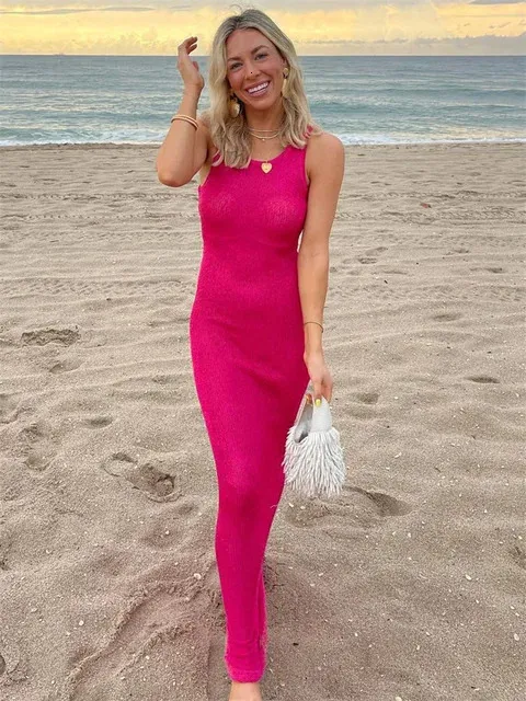 See Thru Dress Fashion Sleeveless Maxi Dress Womens Casual