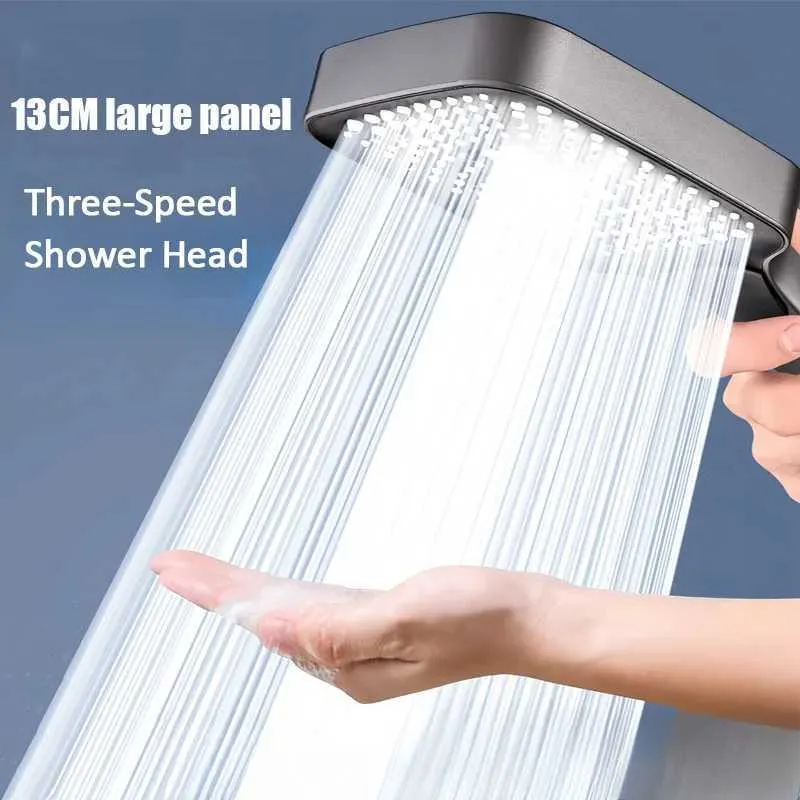 High Pressure 3-Mode Shower Head with Filter & 13cm Panel - Chrome ...
