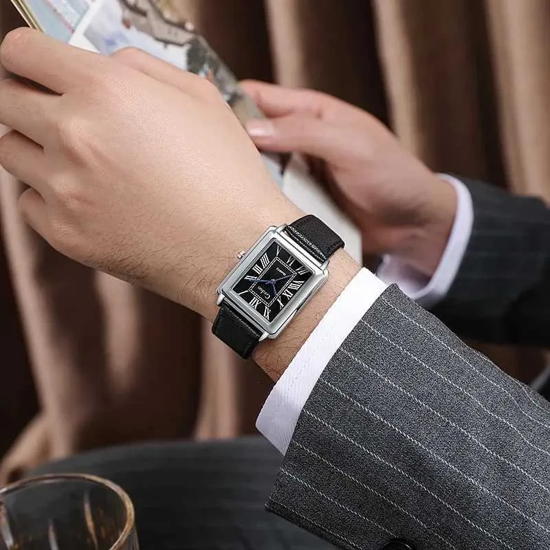 DHgate.com:Mens Rectangle Dial Quartz Watch with Leather DHgate.com:Mens Rectangle Dial Quartz Watch with Leather
