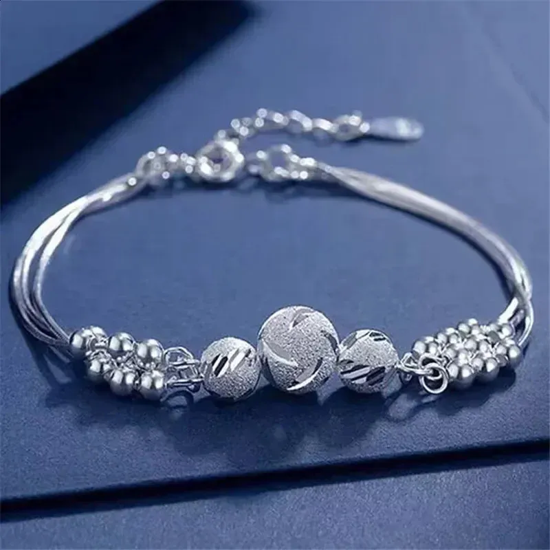 925 Sterling Silver Charm Bracelet: Womens Adjustable Lucky Ball