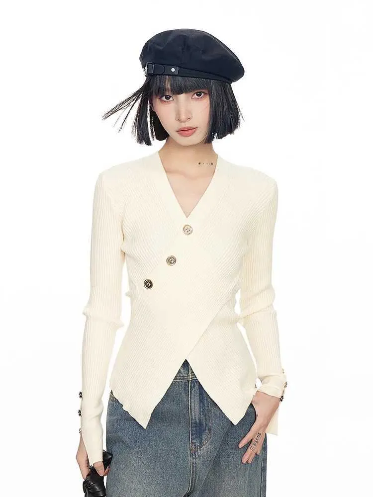 Fashion Knitting V-Neck Irregular Long Sleeves Sweater Fashion Knitting V-Neck Irregular Long Sleeves Sweater