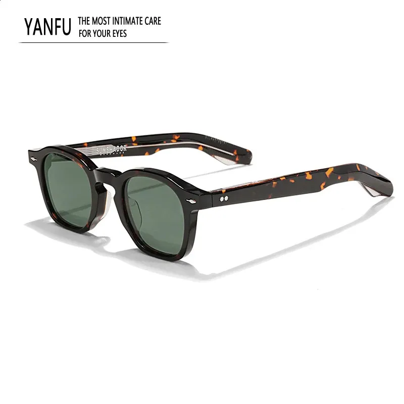 Tortoise Acetate Round Sunglasses for Men Outdoor UVFrame PC  display picture 1