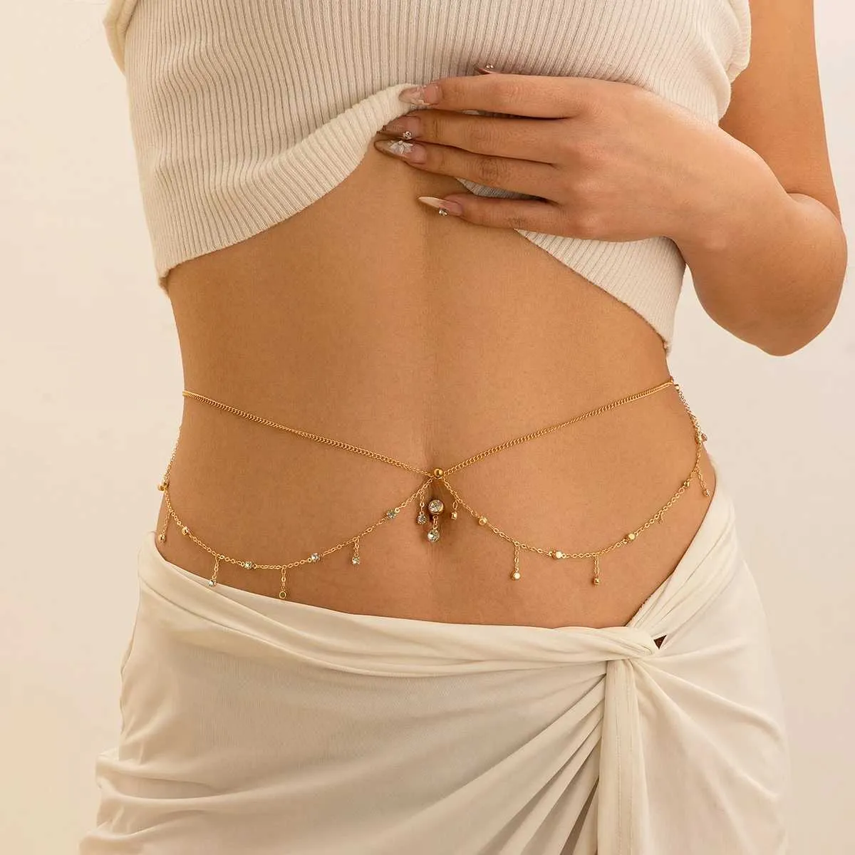 Waist necklace Two Layer Dainty Waist Chain | Flaire & Co main image 3