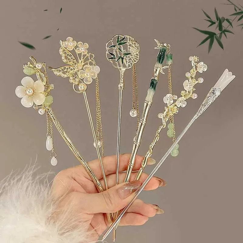 Resin Hairpin with Tassel - Vintage Floral Hair Stick for Women - 6.3 Inches Amazon.com : 3 PCS Pearl Chinese Flower Hair Sticks Vintage  main image 4