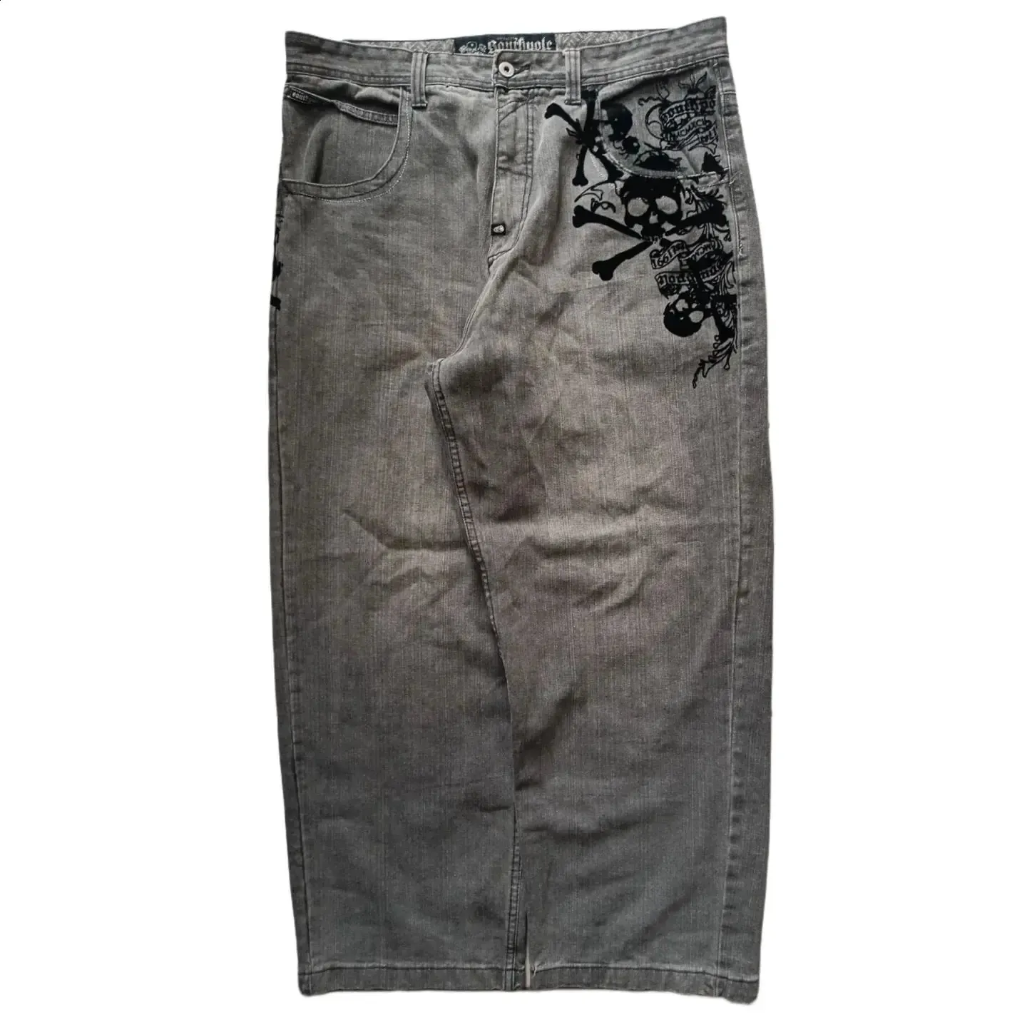DHgate.com:Skull Watermark Retro Antarctic Loose Jeans