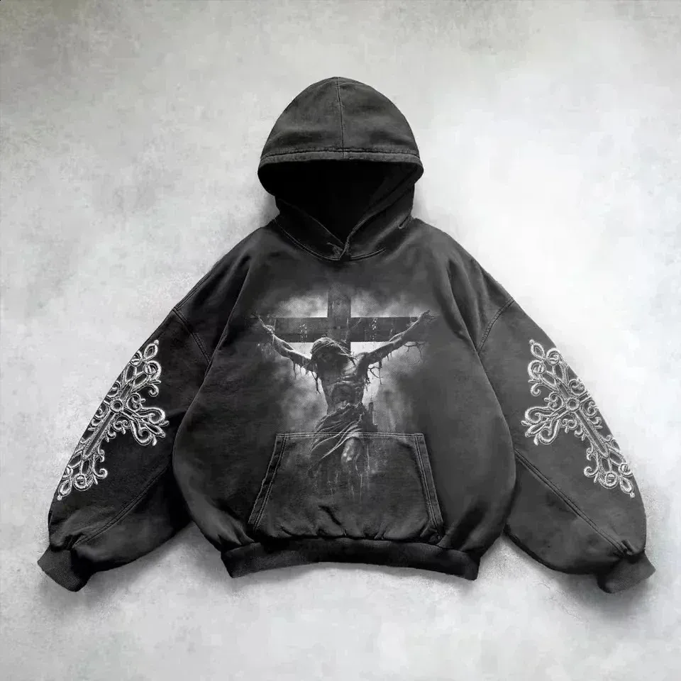 Sweat à Capuche Double Face Gothique Y2K Respeto - Pull Streetwear Confortable Homme Femme XS-3XL