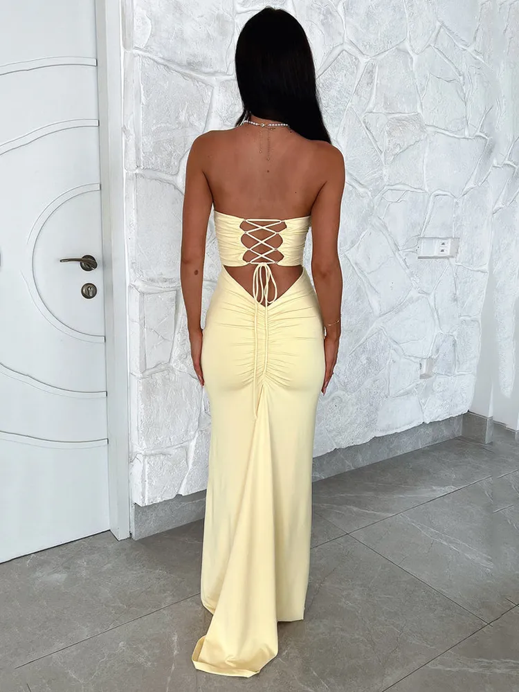 silver satin oriental lace up back bodycon dress HOSBJERG ELORA DRESS - Cocktail dress / Party dress - silver-coloured