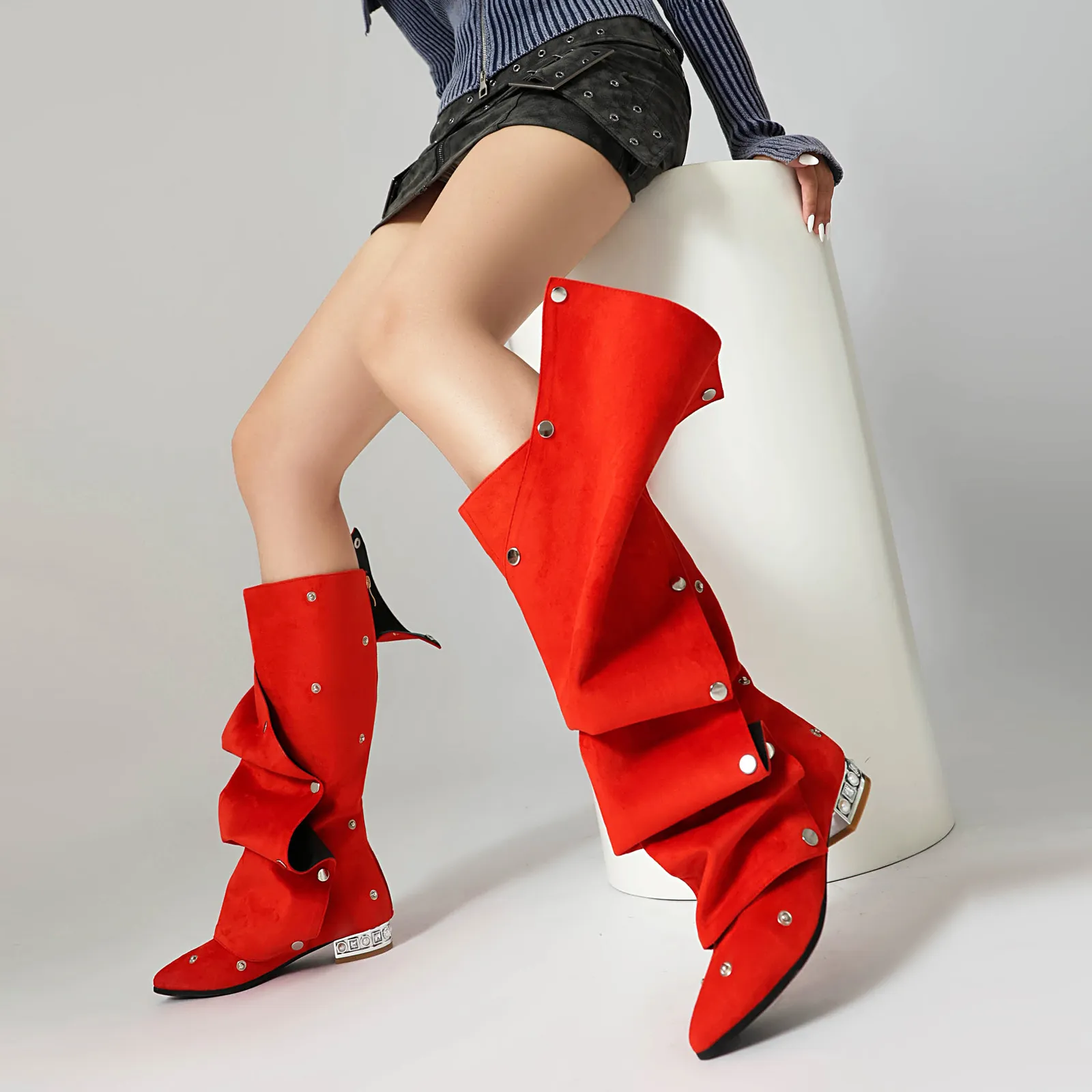 Luxury Designers Shoes Women Sexy Boots Pointed Toe High Heels New Fashion Stilettos Designer Knee High Zapatos Mujer Chelsea Boots Pumps