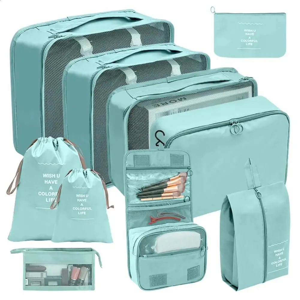Cubi Da Imballaggio Per Valigie - Set Da 10 Pezzi, Organizer Da Viaggio In Nylon Con Rete, Borse Per Scarpe, Biancheria E Accessori, Impermeabili E Leggeri