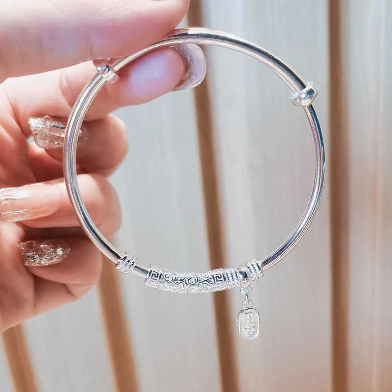DHgate.com:S999 Pure Silver Bangle Bracelet - Ping An Joy