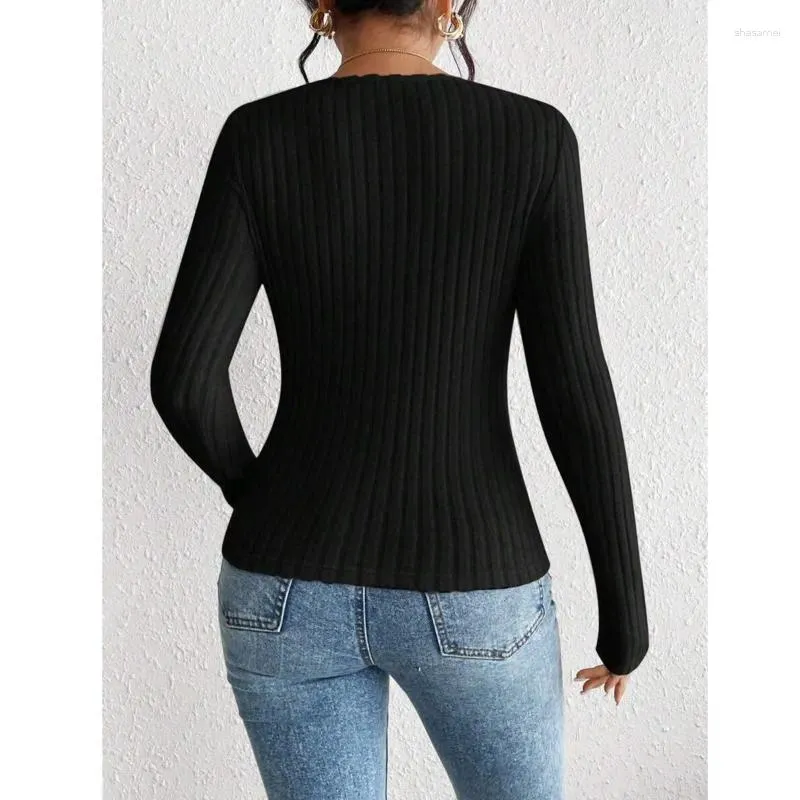Women's Sweaters Black Knitted Long Sleeved Sweater For Women Autumn Sexy Low Cut Slim Fit Square Neck Top Casual Versatile Spicy Girl