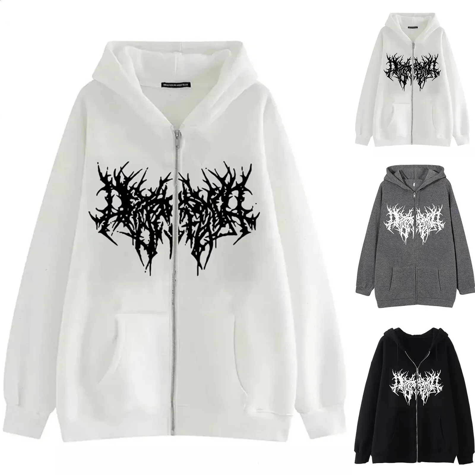 Save Big on Bulk Women's Zip Up Hooded Sweatshirt Women's Retro Printed  Hooded Sweatshirt Oversized Y2k Style Wool Blend Front Zipper Coat Best 