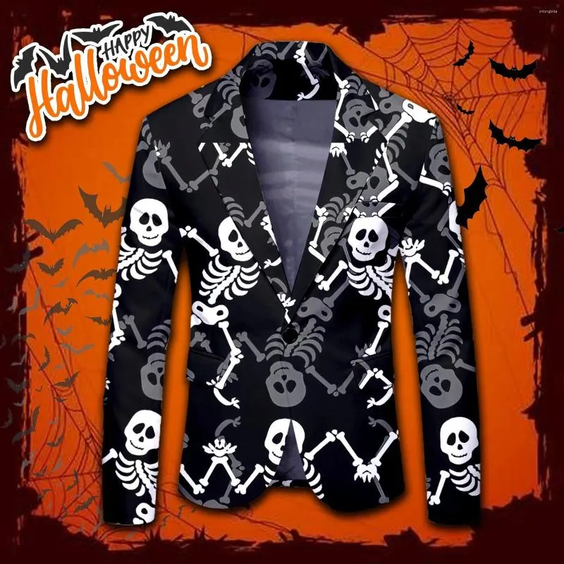 Tuxedo Jacket Mens Skull Blazer Men's Slim Fit Black Skull Print