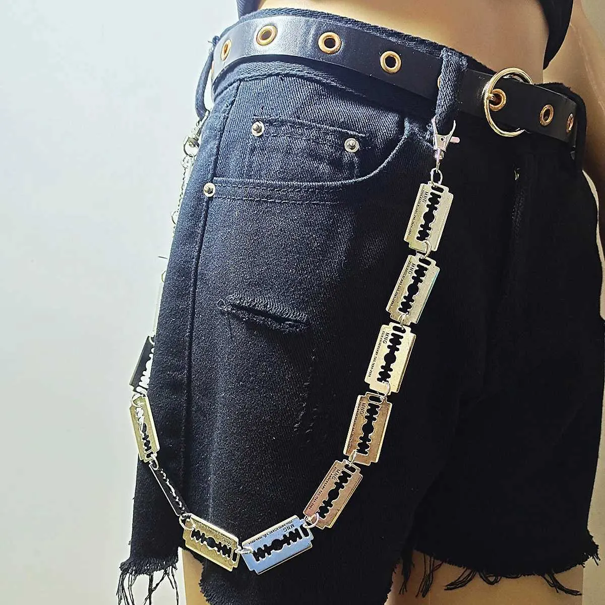 Punk Style Metal Blade Waist Chain for Men Women Neutral Belt Chain for  Streetwear