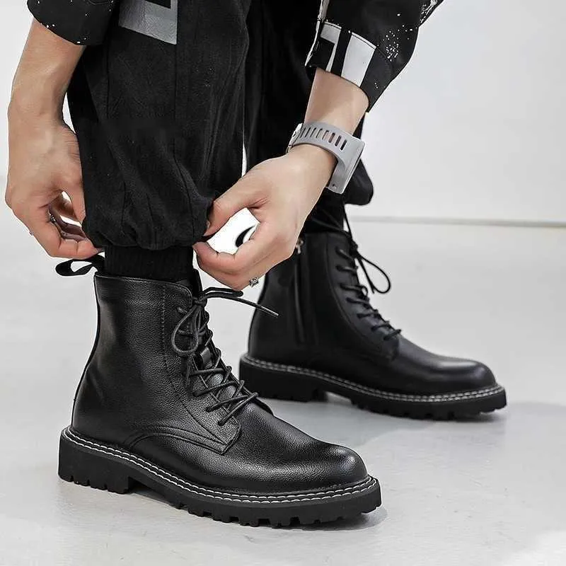 Thick-soled high-top shoes men\'s shoes sneakers mid-top Martin boots boots men SLAES】High Street Mickey Big Toe Thick Sole Martin Boots  main image 2