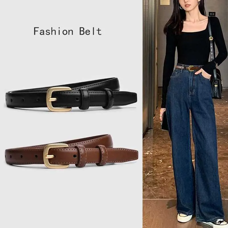Womens Black Leather Belt with Vintage Needle Buckle Womens Black Leather Belt with Vintage Needle Buckle