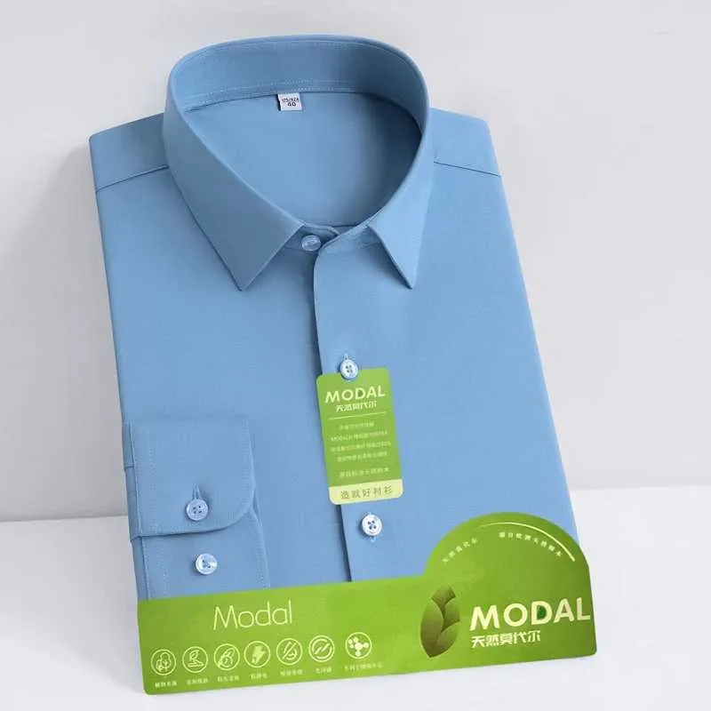 slim fit wrinkle-resistant dress shirt Oskar Easy Care Dress Shirt for Tall Men in Cobalt Mini Check M / Extra Tall / Cobalt Mini Check
