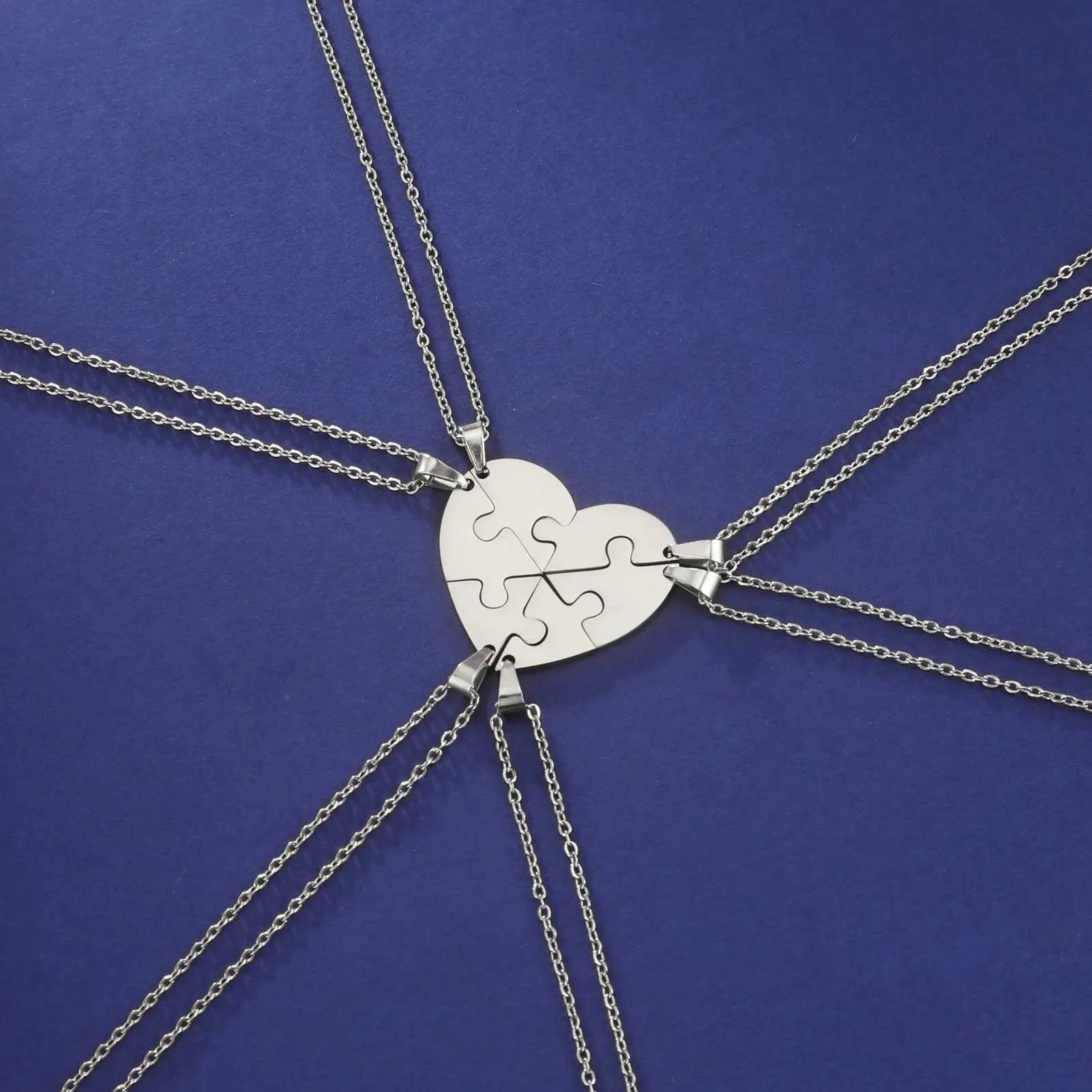 Key & Heart Lock Matching Necklace Set For Couples - Stainless Steel Love Pendant Jewelry - View #2