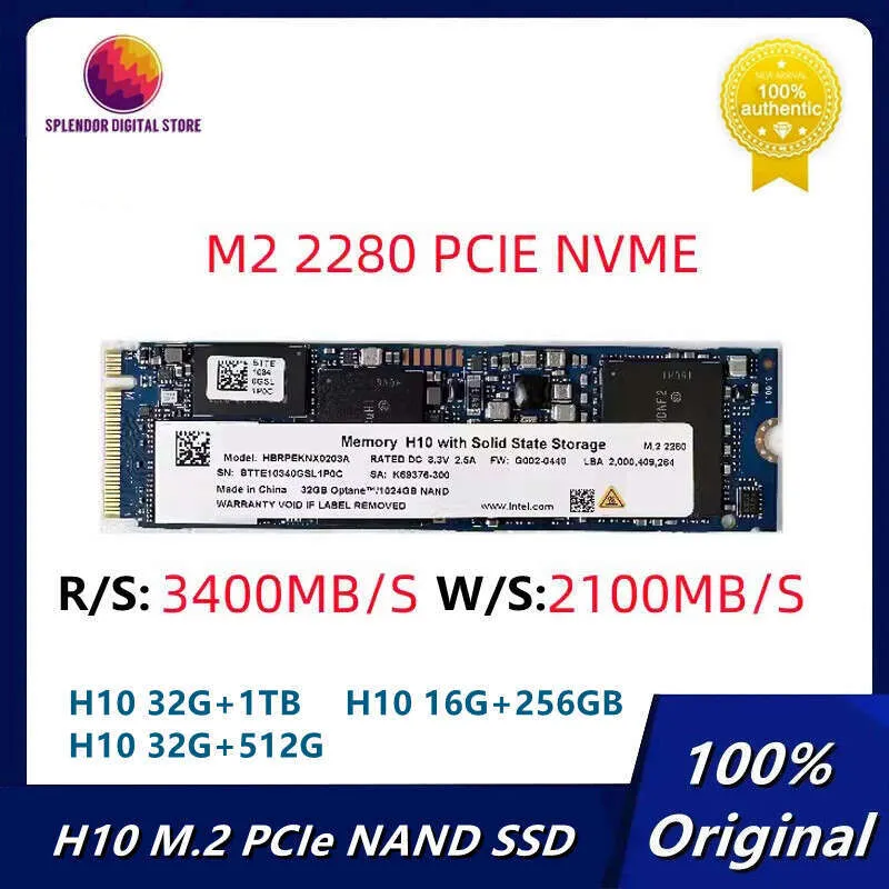 M Intel Optane 32gb 1TB 2280 NVMe PCIe SSD With 32GB Intel