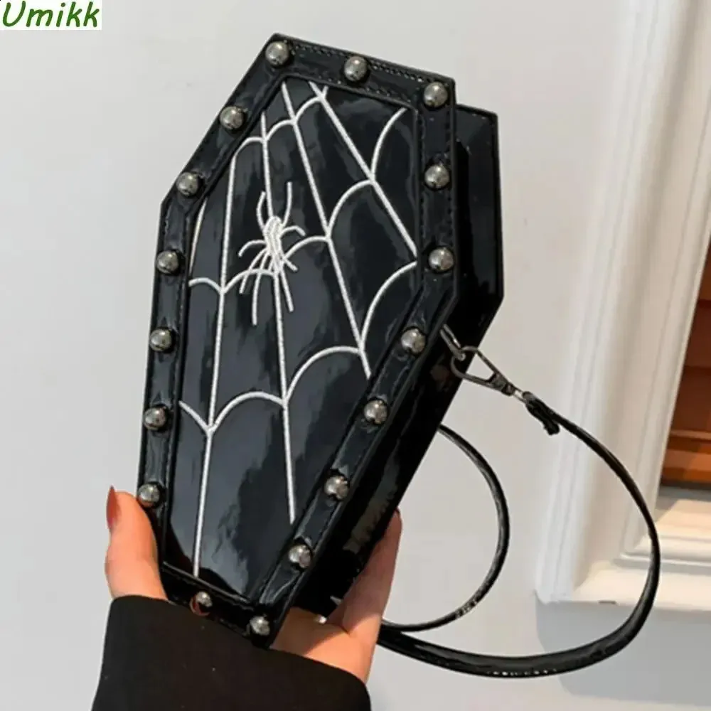 Large Capacity Coffin Shape Phone Shoulder PU Top Handle Travel Cosmetic Crossbody Bag