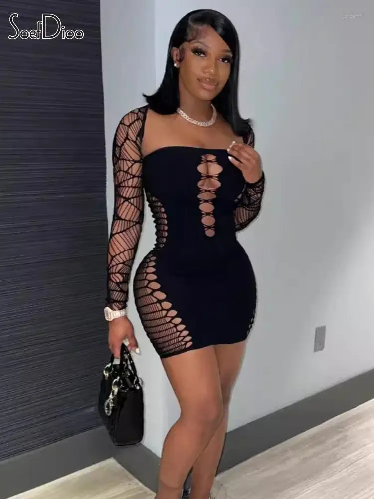 knee length dresses for ladies Set The Curve Mesh Cutout Dress main image 1
