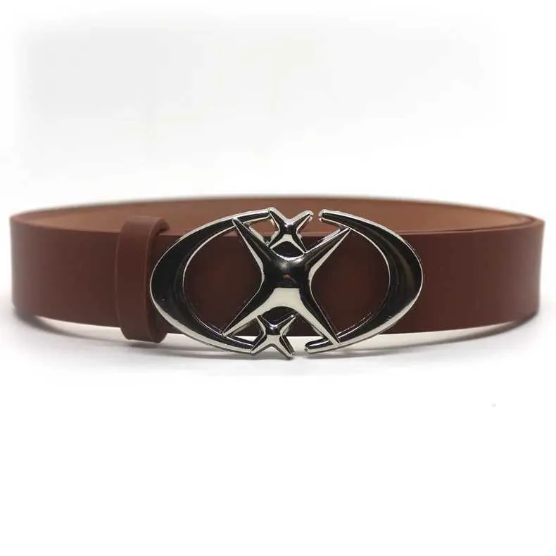 Retro Punk Moon Star Metal Buckle Leather Belt For Men Retro Punk Moon Star Metal Buckle Leather Belt For Men