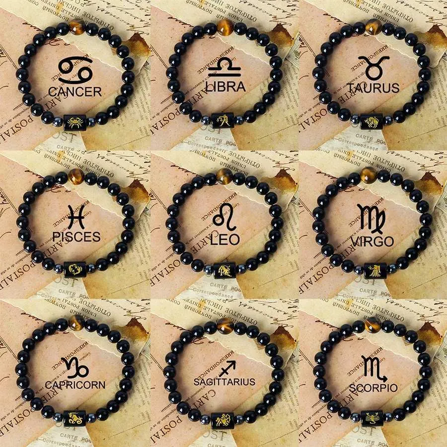 TIONEER Stainless Steel Zodiac Heart Charm Jewelry Set – Bracelet & Necklace – 316L, 7.5" Or 18", Dark Symbol Design