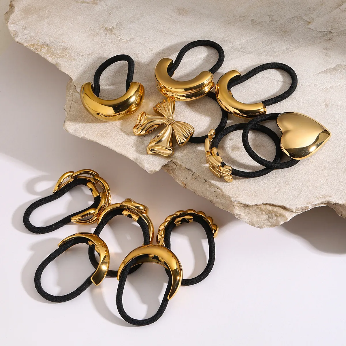 Waterproof Stainless Steel 18K Gold Plated Heart Knot Flower  display picture 1