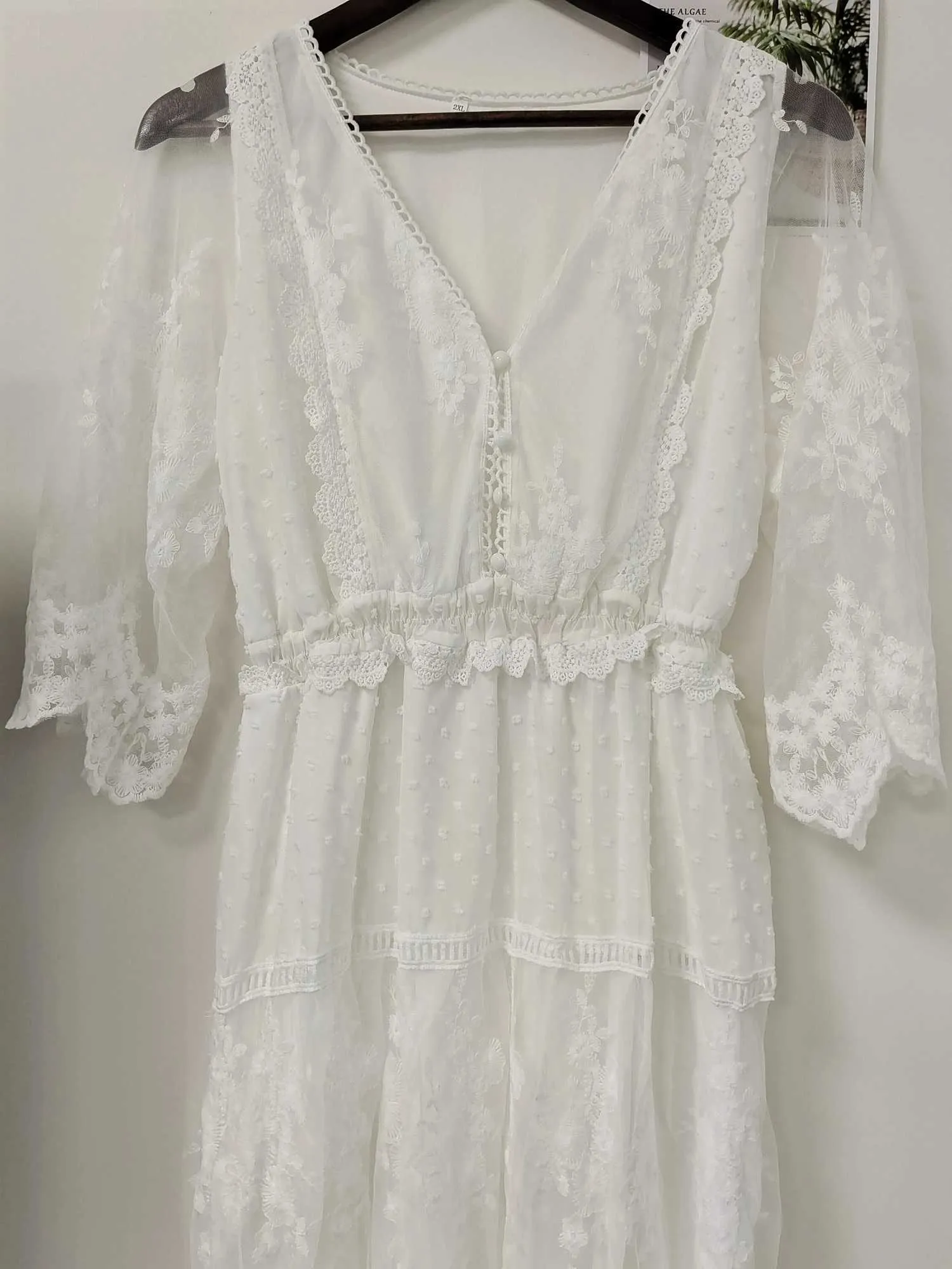 White Lace Maxi Dress for Women Floor-Length Chiffon Short Sleeve Pullover  Summer from Dhgate Basic & Casual Dresses - price 31.14