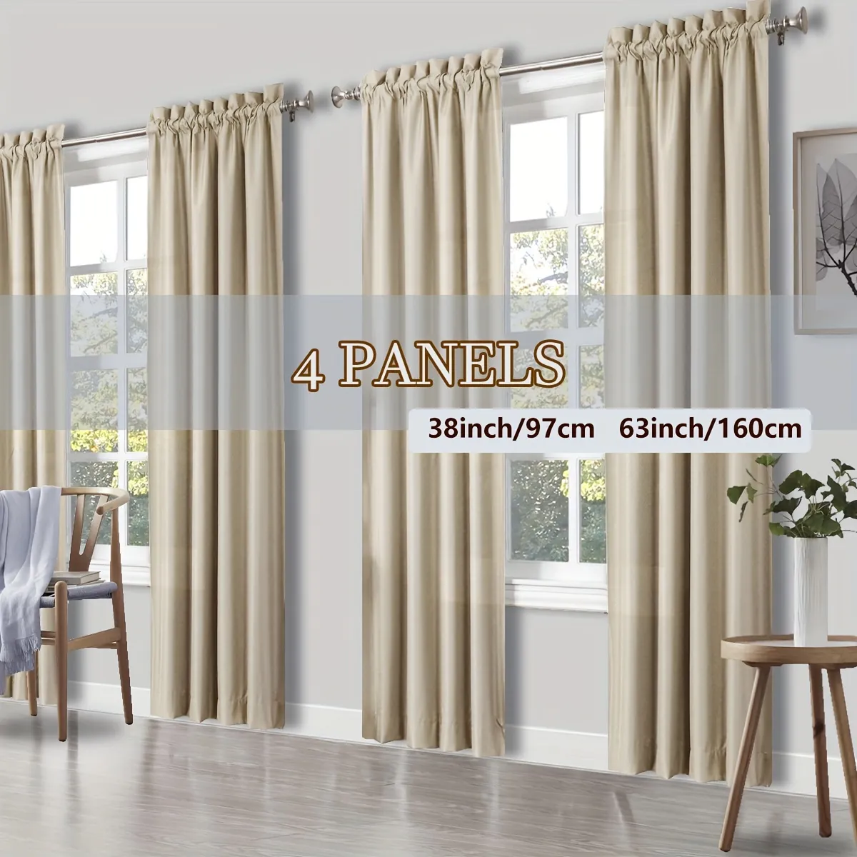 4 Pack Light Filtering Curtains - Brushed Fabric, Rod Pocket, Fade  Resistant, Living Room, Bedroom, Office Decor from Dhgate Curtain - price  75.96, image size:1200x1200
