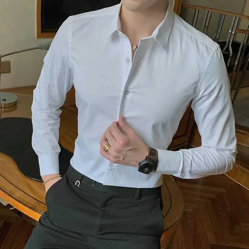 Save Big on Bulk Black Long Sleeve Dress White Collar New Fashion Cotton  Long Sleeve Dress Shirts Solid Colors White & Black Formal Business &  Social ...