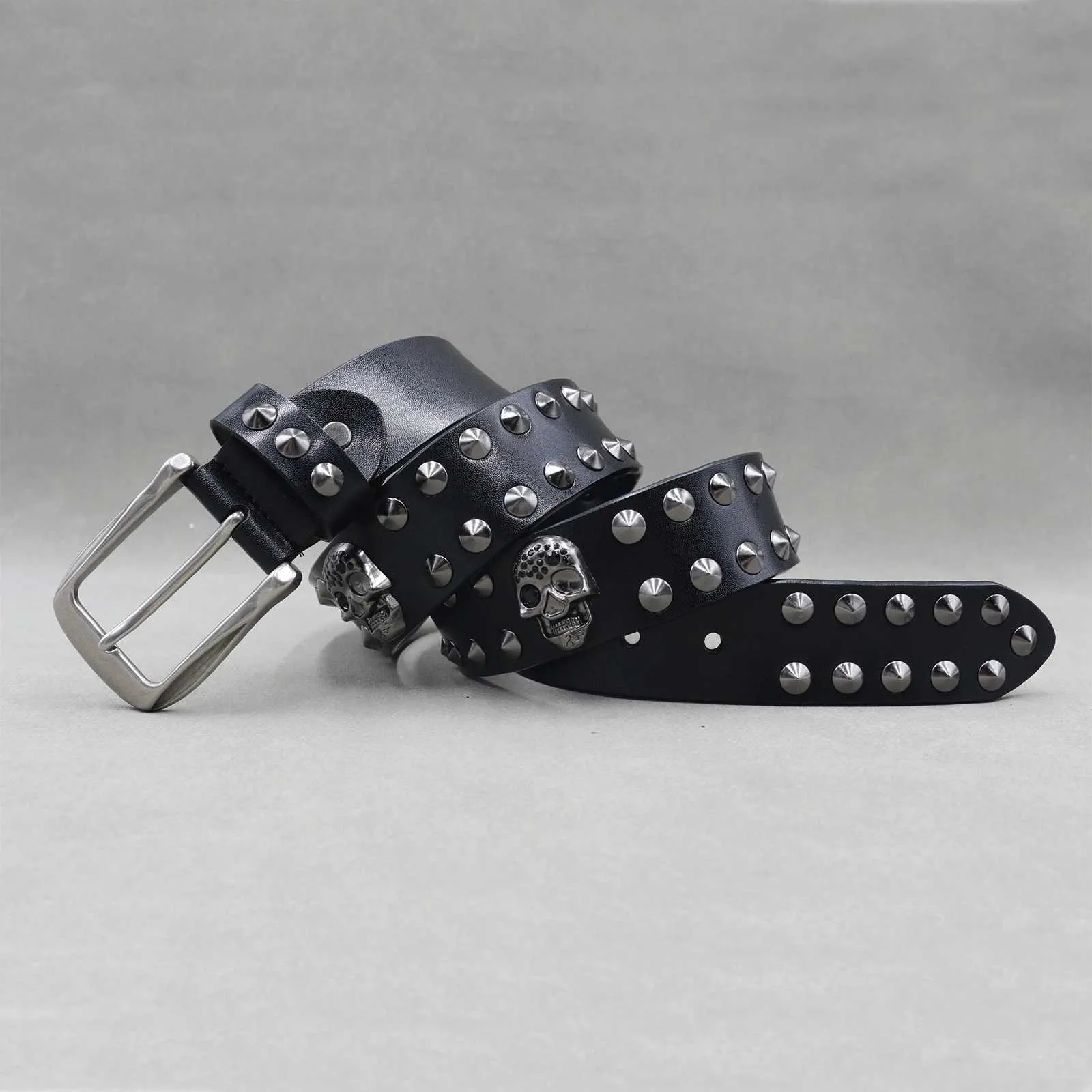 Black & Silver Round Stud Belt | VEGAN Vintage y2k Studded Belt Women Y2K Spike Belts Adult Black Rivet Girl  main image 2