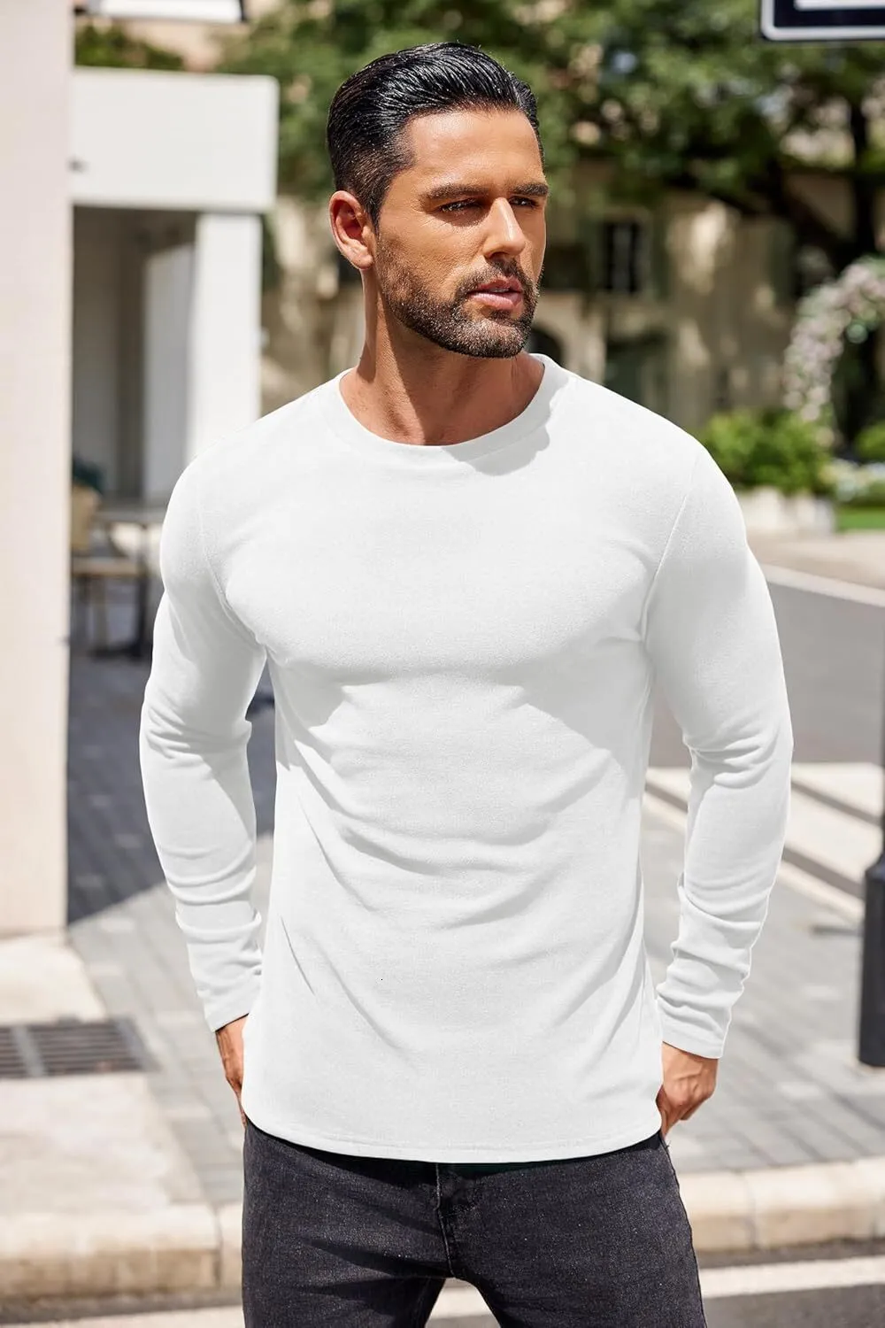 Men s Thermal Crewneck Sweaters Fleece Lined Long Sleeve Shirts Casual Base Layer Undershirts