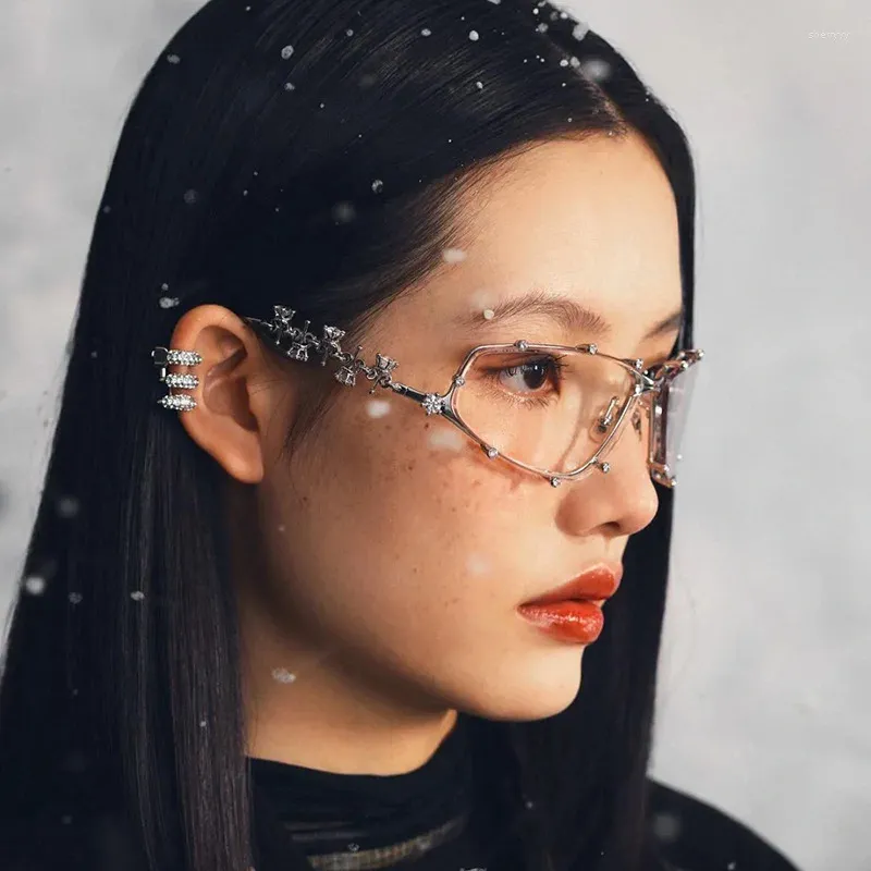 Sunglasses Frames Y2K Rhinestone Vintage Oversized... From  display picture 1