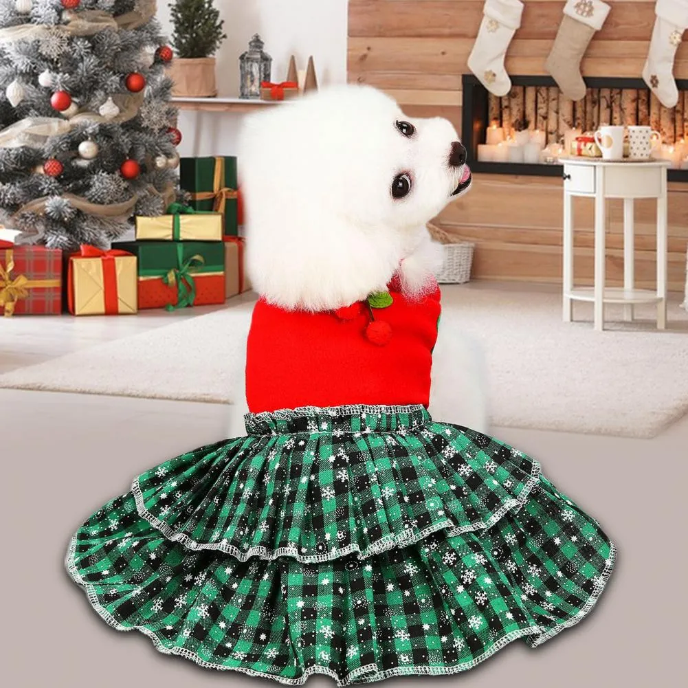 holiday pet dresses Festive Red Plaid Dog Dress main image 0