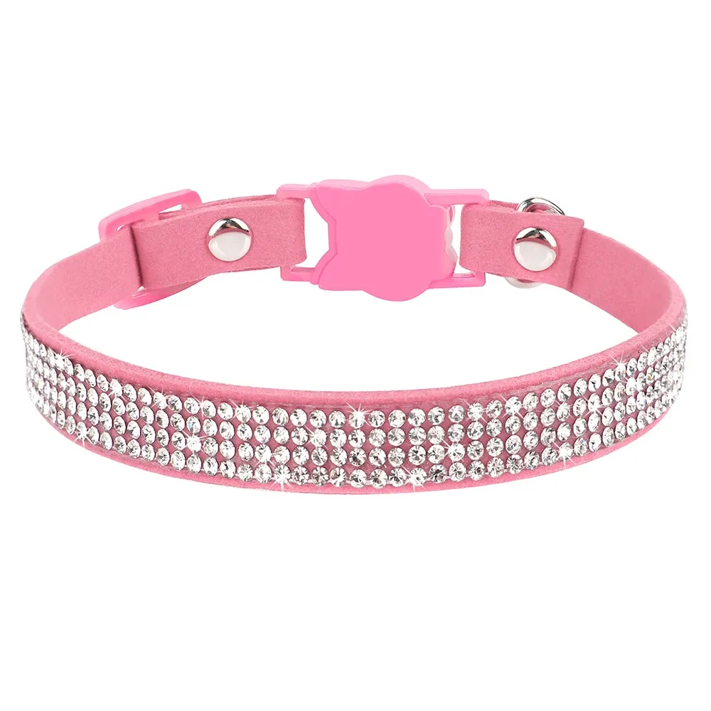 Adjustable Rhinestone Flower Pet Collar With Bell & Buckle - For Cats, Kittens, Puppies, Small Dogs